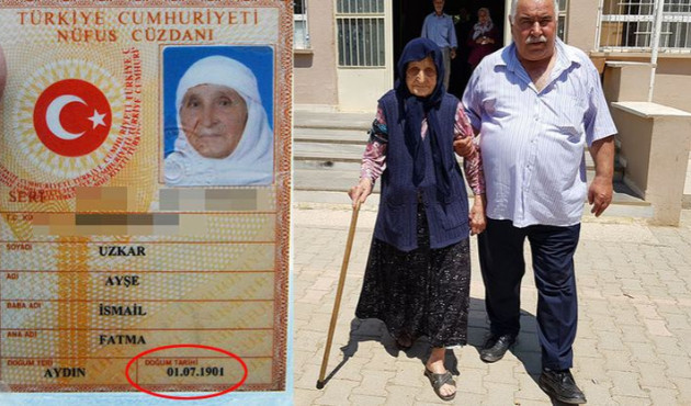 117 yaşındaki Ayşe Nine, sandık başına gitti...