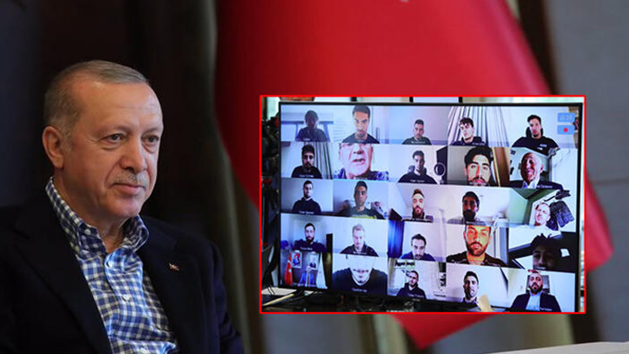 Cumhurbaşkanı Erdoğan, A Milli Takım futbolcularıyla video konferans görüşmesi yaptı