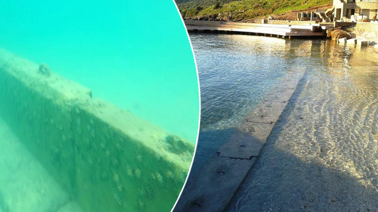 Bodrum’da skandal görüntüler: Ege Denizine Çin Seddi gibi duvar ördükleri ortaya çıktı!
