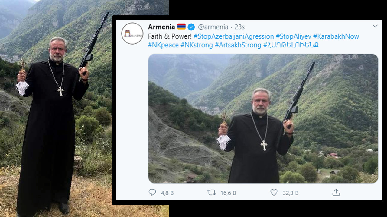 Ermenistan'dan Kalaşnikoflu rahiple kışkırtma!