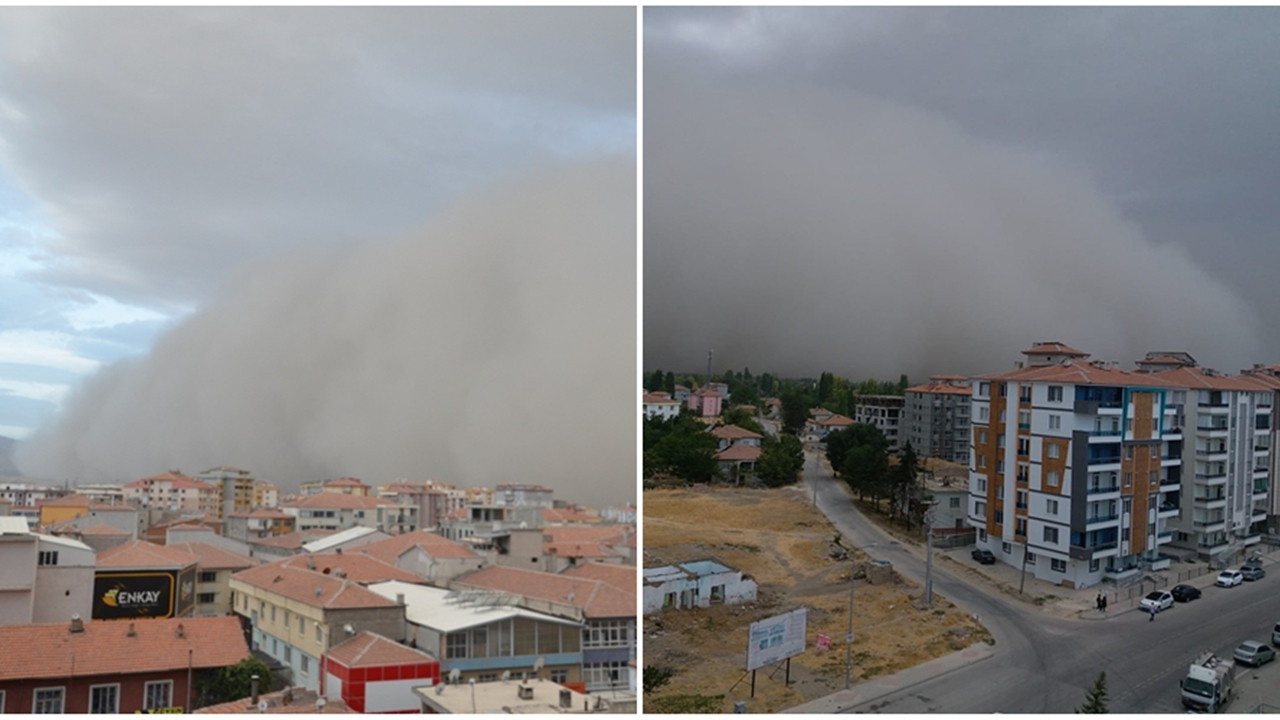 Konya'da dev toz bulutu oluştu
