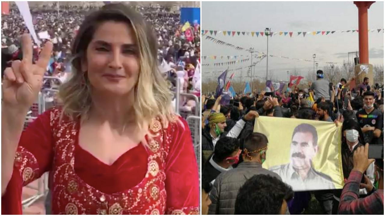 Demirtaş'ın eşi de Öcalan posterli kutlamada