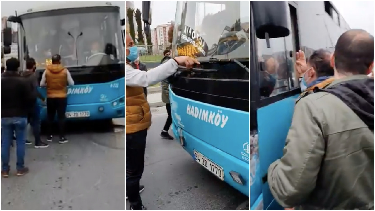 Vatandaş isyan edip otobüsün önüne atladı