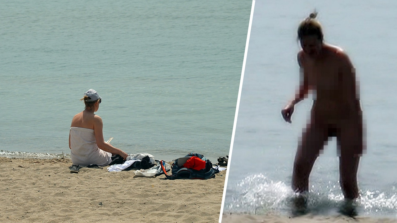 Kısıtlamaları fırsat bilen kadın turist denize çırılçıplak girdi!