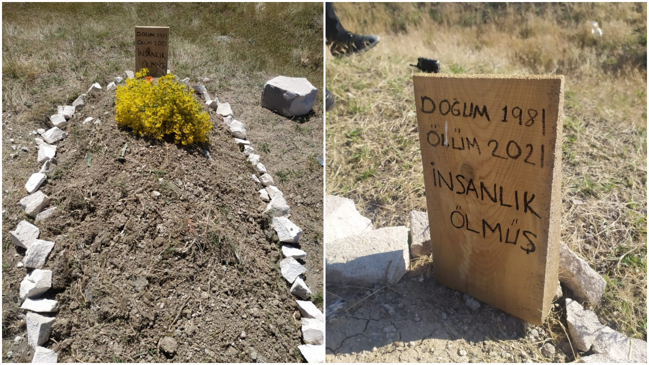 Ankara'da boş arazide bulunan yeni yapılmış mezar endişe yarattı! Polis harekete geçti!