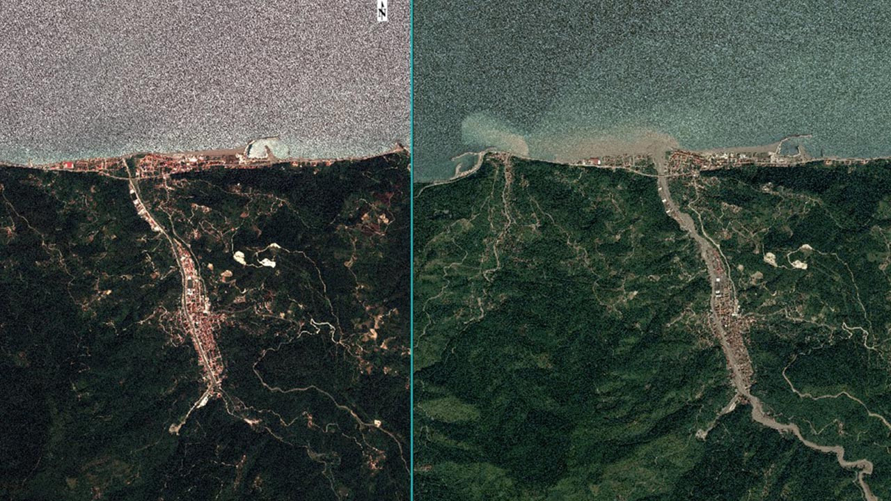 Batı Karadeniz'deki sel felaketi uydudan böyle görüntülendi