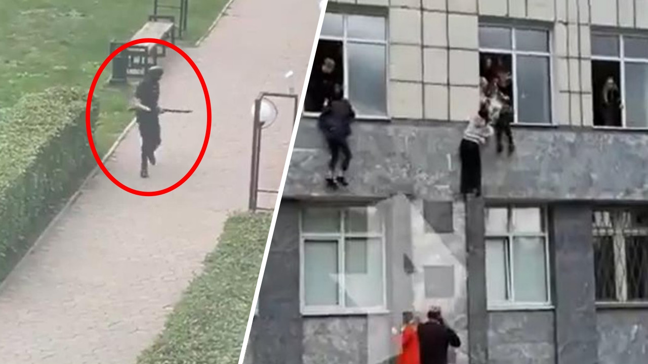 Sibirya'da bir üniversiteye silahlı saldırı! Saldırganın okula geldiği anlar ortaya çıktı...