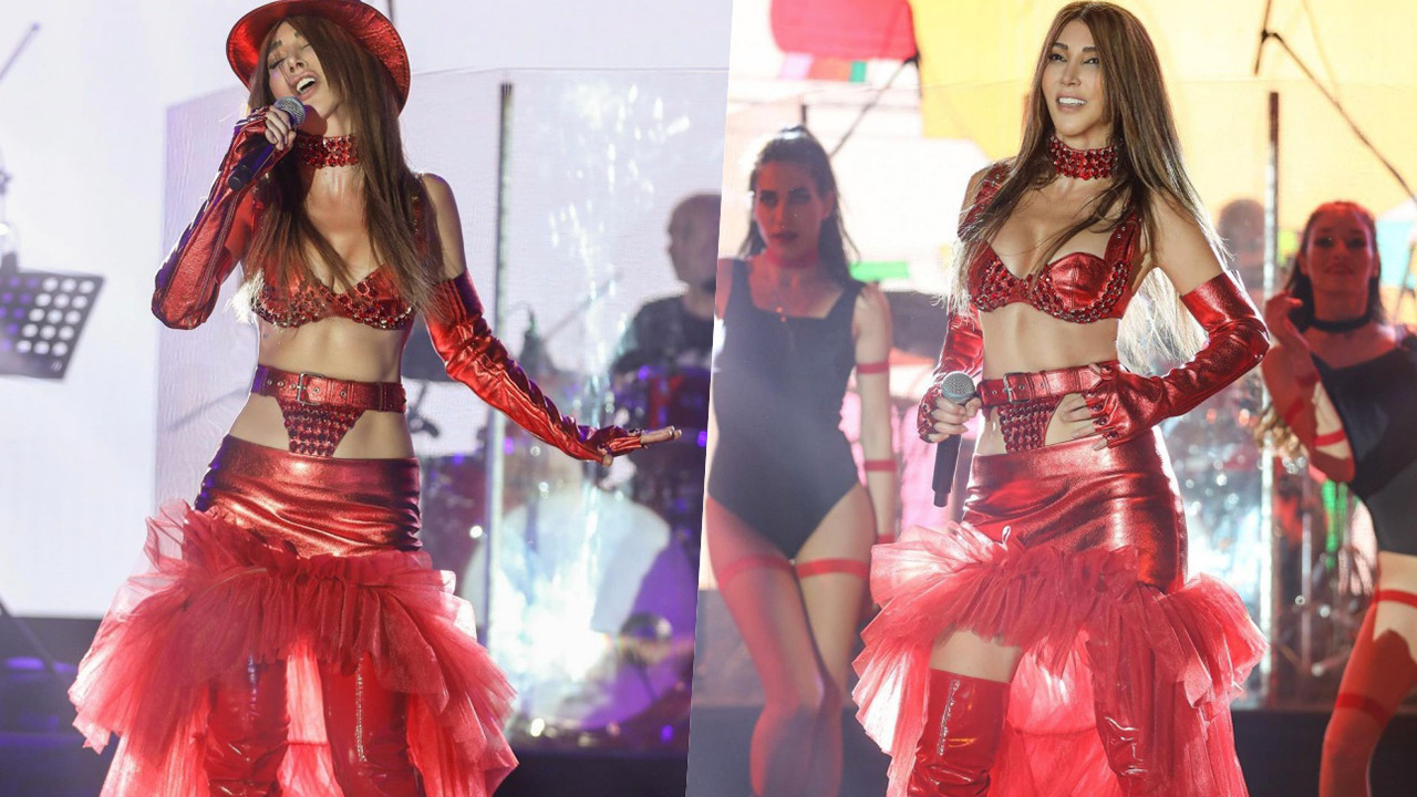 Kırmızılar içindeki Hande Yener'in sahne kostümü şaşırttı