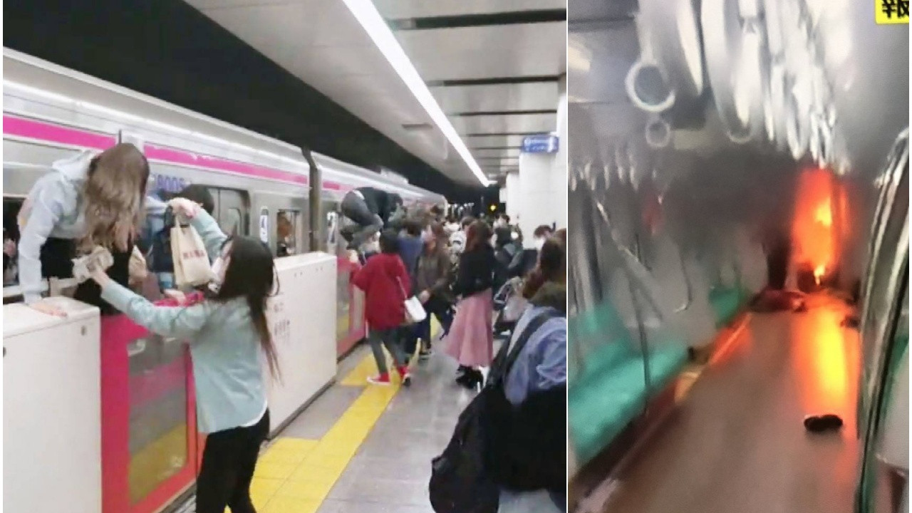 Tokyo'da yolcu dolu treni yakmak isteyen saldırgan dehşet saçtı, yaralılar var...