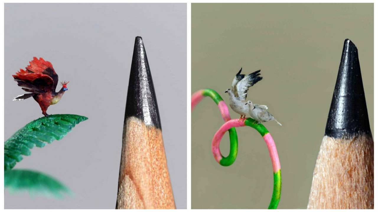 Fransız sanatçı kurşun kalemlerin ucunu sanat eserine dönüştürüyor