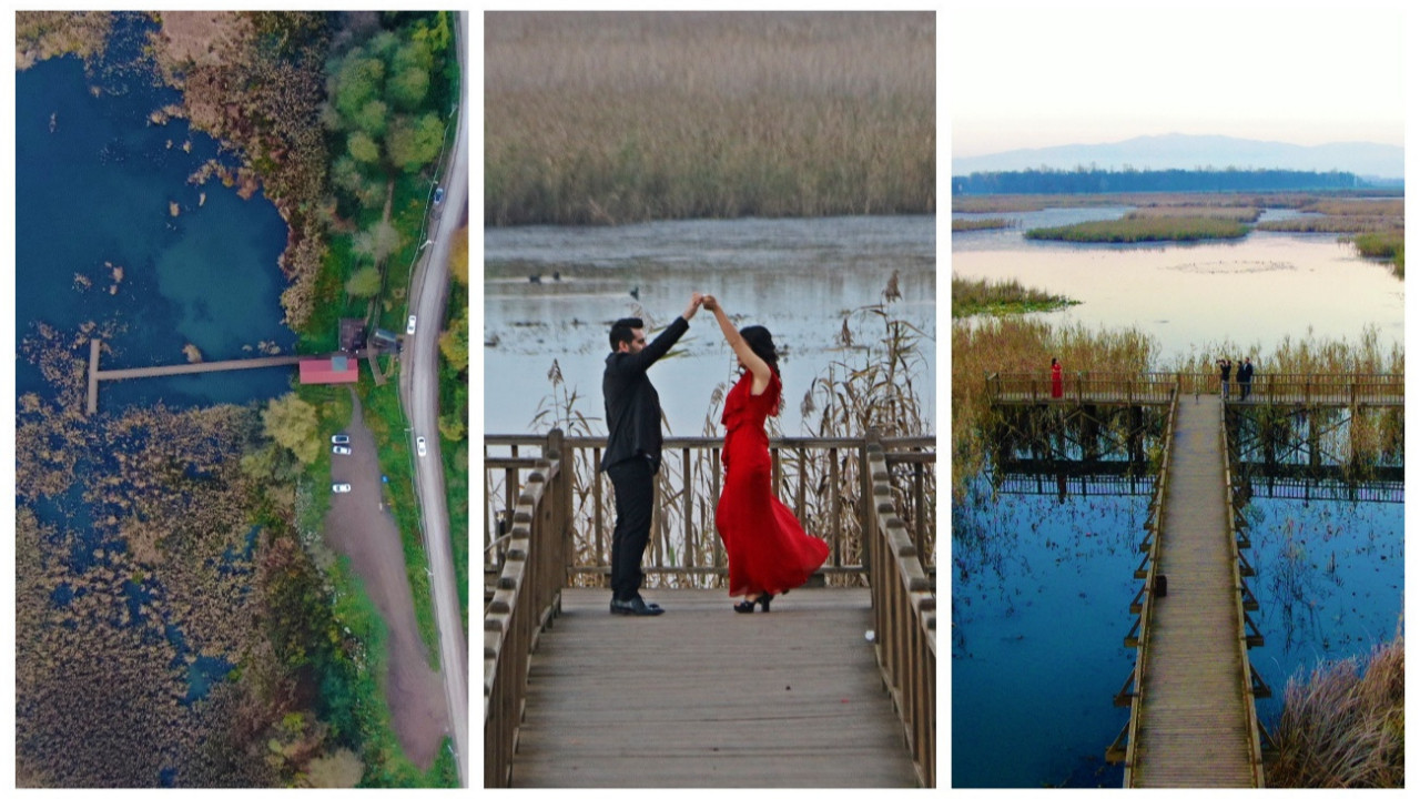 Düzce'deki Efteni Gölü düğün fotoğrafçılarının uğrak yeri oldu