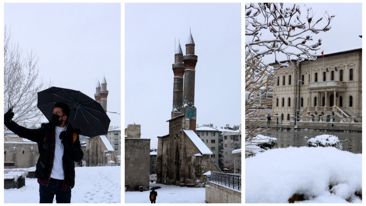 Kar manzarası mest etti... Sivaslılar güne eşsiz görüntülerle başladı