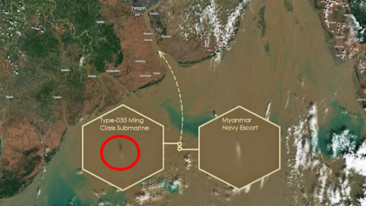 Çin denizaltısı sürpriz bir şekilde Myanmar’ın Yangon nehrine girdi!