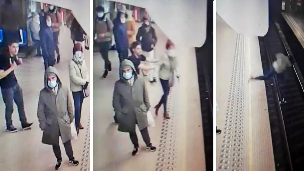 Metro durağında dehşet: Kadın yolcuyu raylara itti! Saniye saniye kamerada...