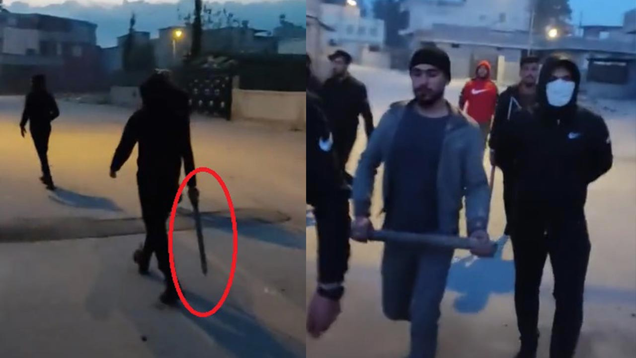 Ellerinde döner bıçaklarıyla sokakta yürüyen Suriyeliler sınır dışı edildi