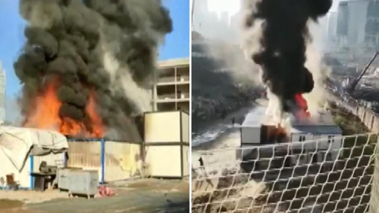 Ümraniye'de korkutan yangın: İşçilerin kaldığı 8 konteyner küle döndü!