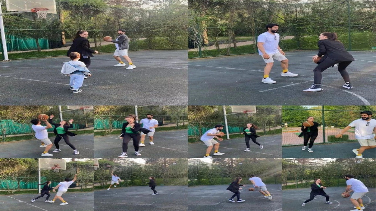 Alparslan Büyük Selçuklu'nun Güzel Başrolü Fahriye Evcen Eşi Burak Özçivit'le Basket Oynadı!