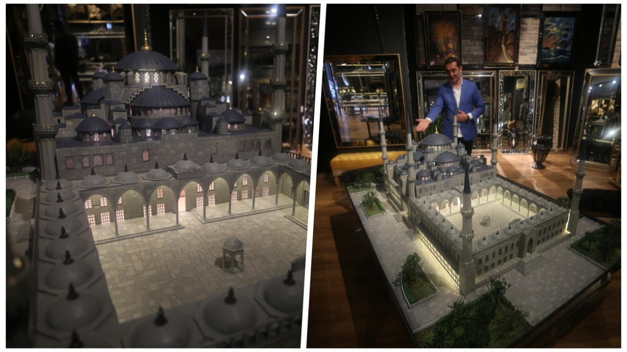 Ayna tasarımcısı Serkan Alper, Sultanahmet Camisi'nin 7 bin ahşap parçayla maketini yaptı