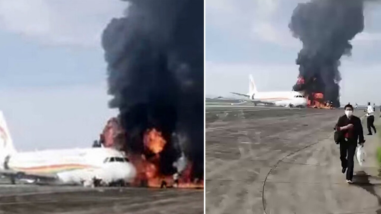 Çin'de yolcu uçağı kalkış sırasında alev aldı: 40'tan fazla yaralı var...