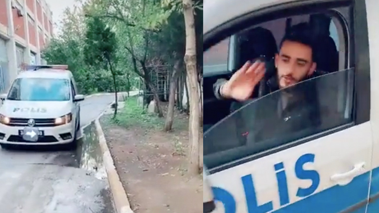 Sosyal medyada gündem oldu... Suriyeli sığınmacı polis aracını kullanıp selam verdi