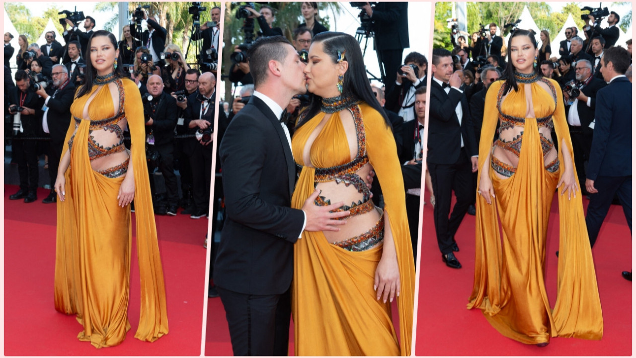 Cannes'a katılan Adriana Lima'nın hamile kıyafeti beğenilmedi