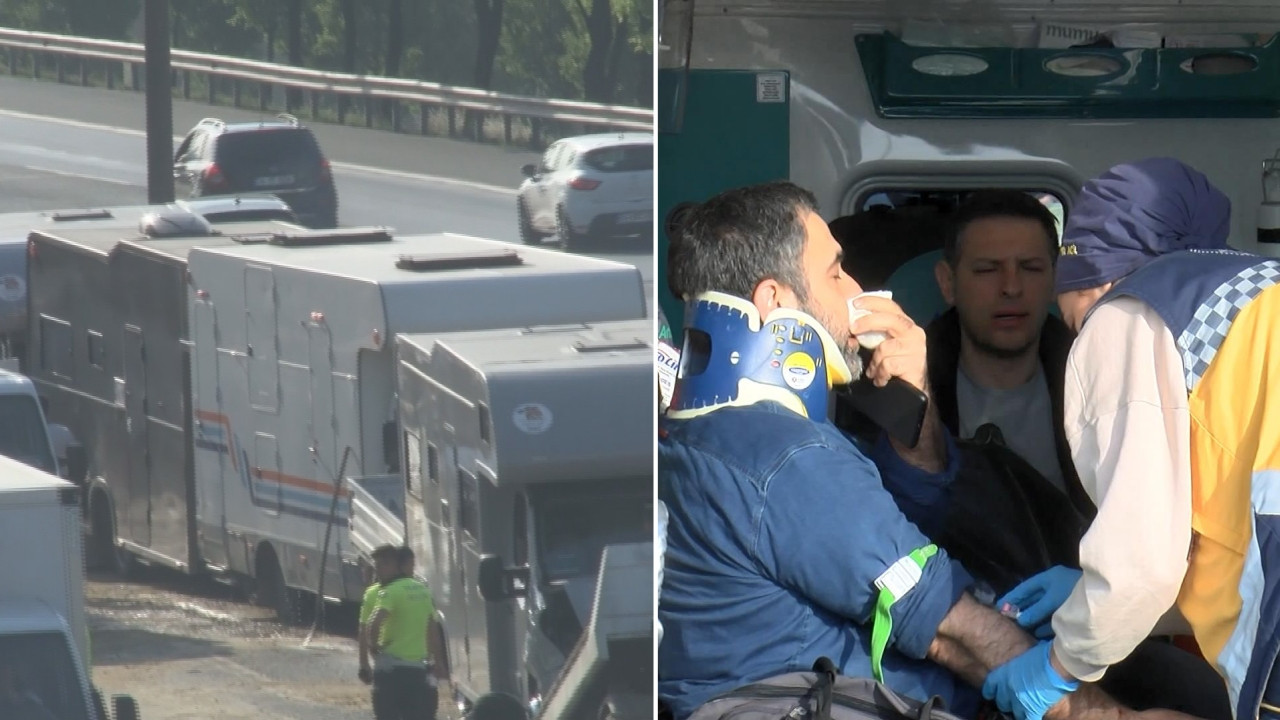 Film çekimine giden karavanlar zincirleme trafik kazasına neden oldu!