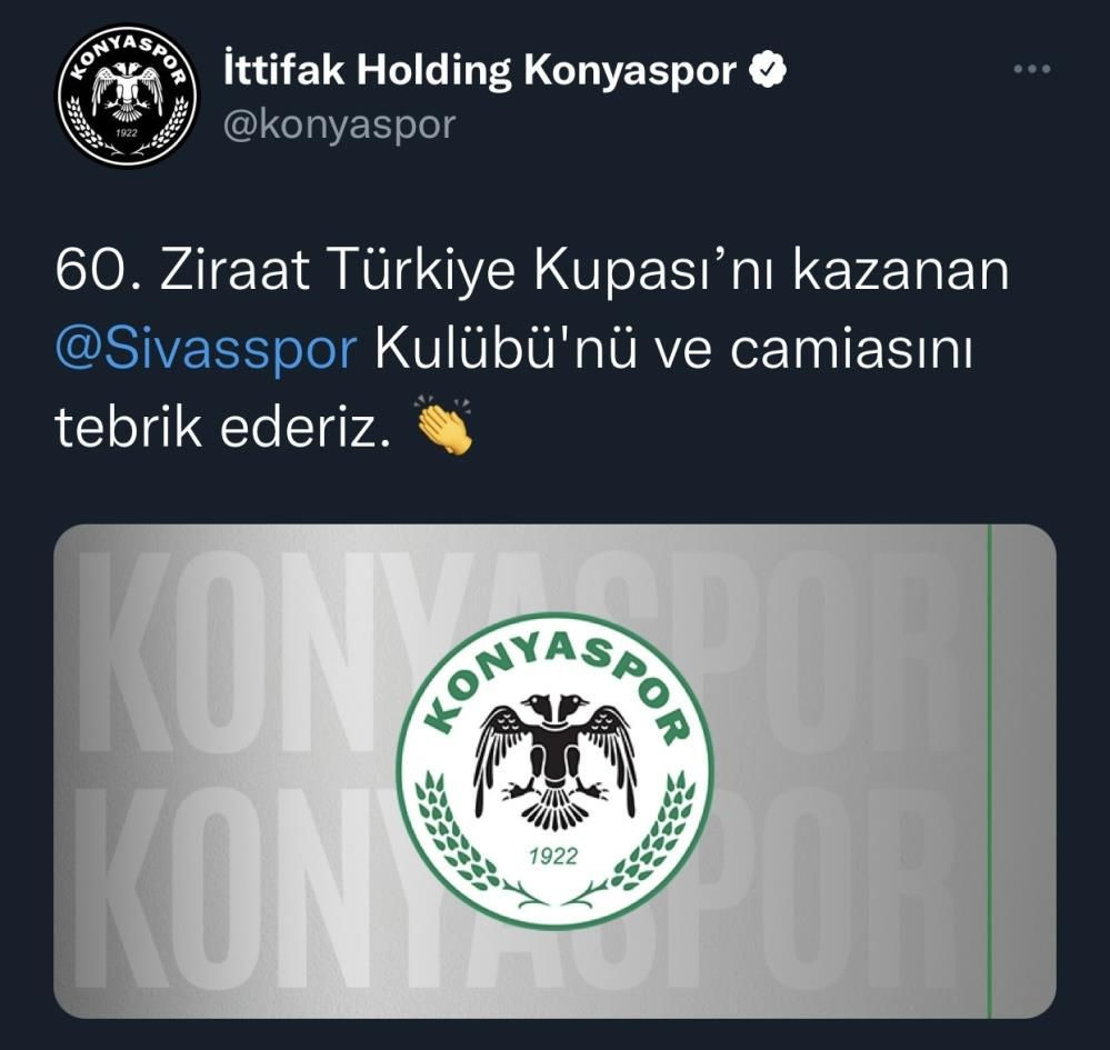 Süper Lig ekipleri Sivasspor'un Ziraat Türkiye Kupası'ndaki tarihi zaferiyle ilgili mesaj paylaştı - Sayfa 3
