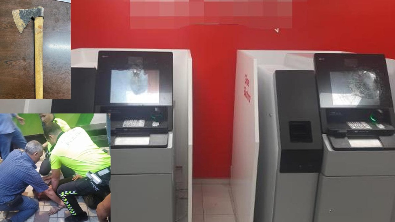 Baltayla ATM'lere saldırdı: Şüpheli alkollü çıktı