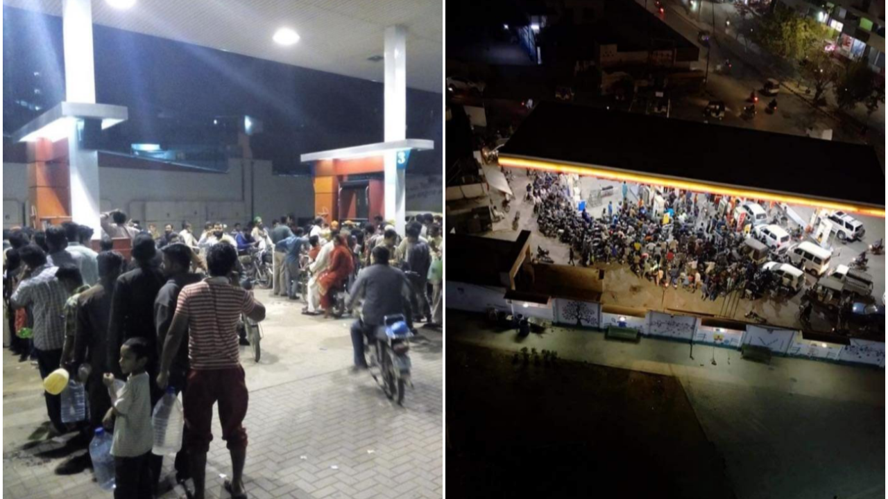 Akaryakıt fiyatına zam haberini alan vatandaşlar, benzin istasyonuna akın etti