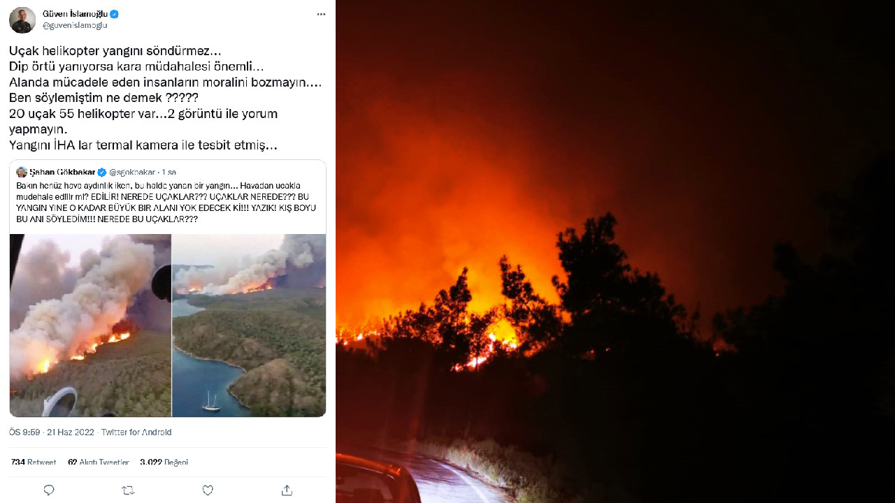 Şahan Gökbakar'ın Marmaris yangınıyla ilgili cehalet ürünü paylaşımına, Güven İslamoğlu okkalı bir yanıt verdi