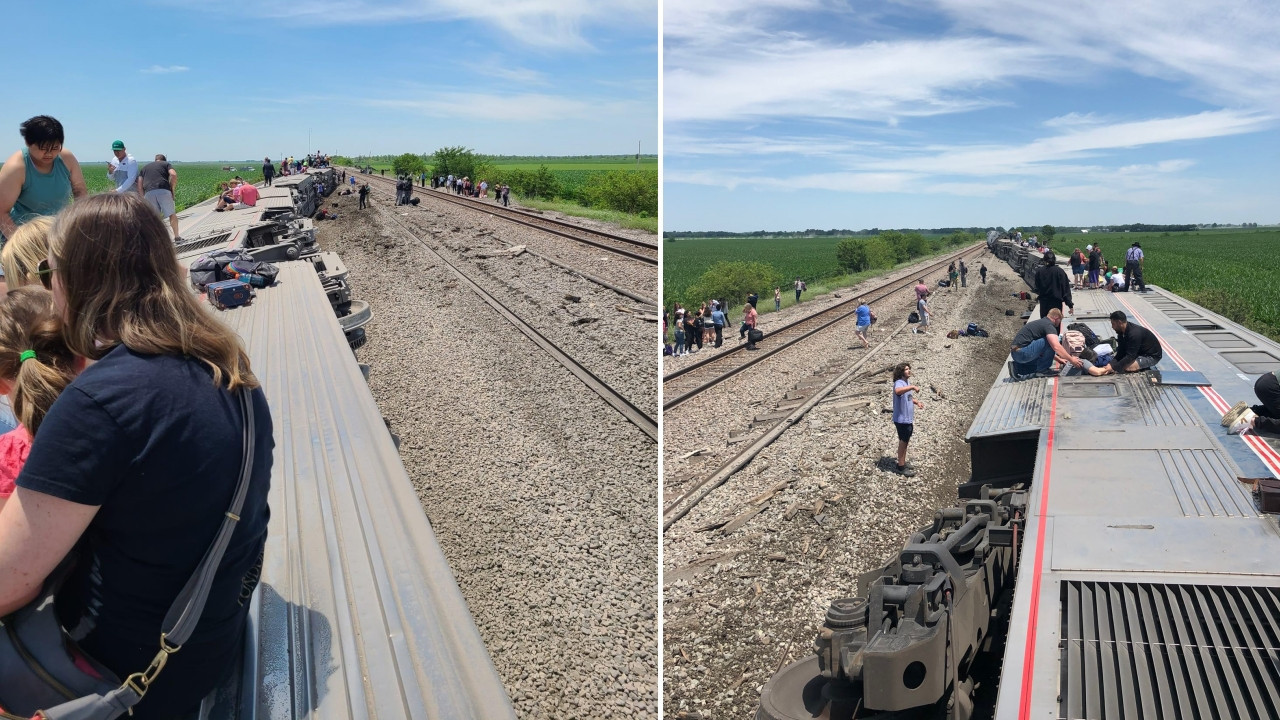 ABD'de 243 yolculu tren kamyonla çarpıştı, raydan çıktı: 3 kişi öldü, en az 50 kişi yaralandı...