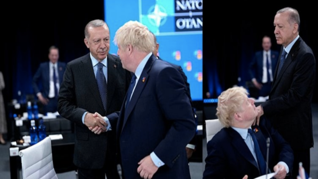 Cumhurbaşkanı Erdoğan ile İngiltere Başbakanı Johnson arasında renkli dakikalar