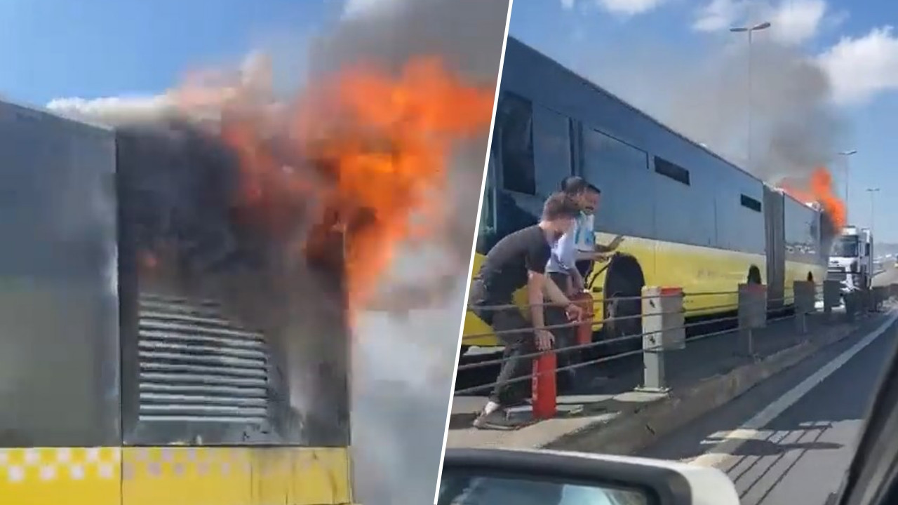 Haliç Köprüsü'nde metrobüs yangını: Facianın eşiğinden dönüldü!