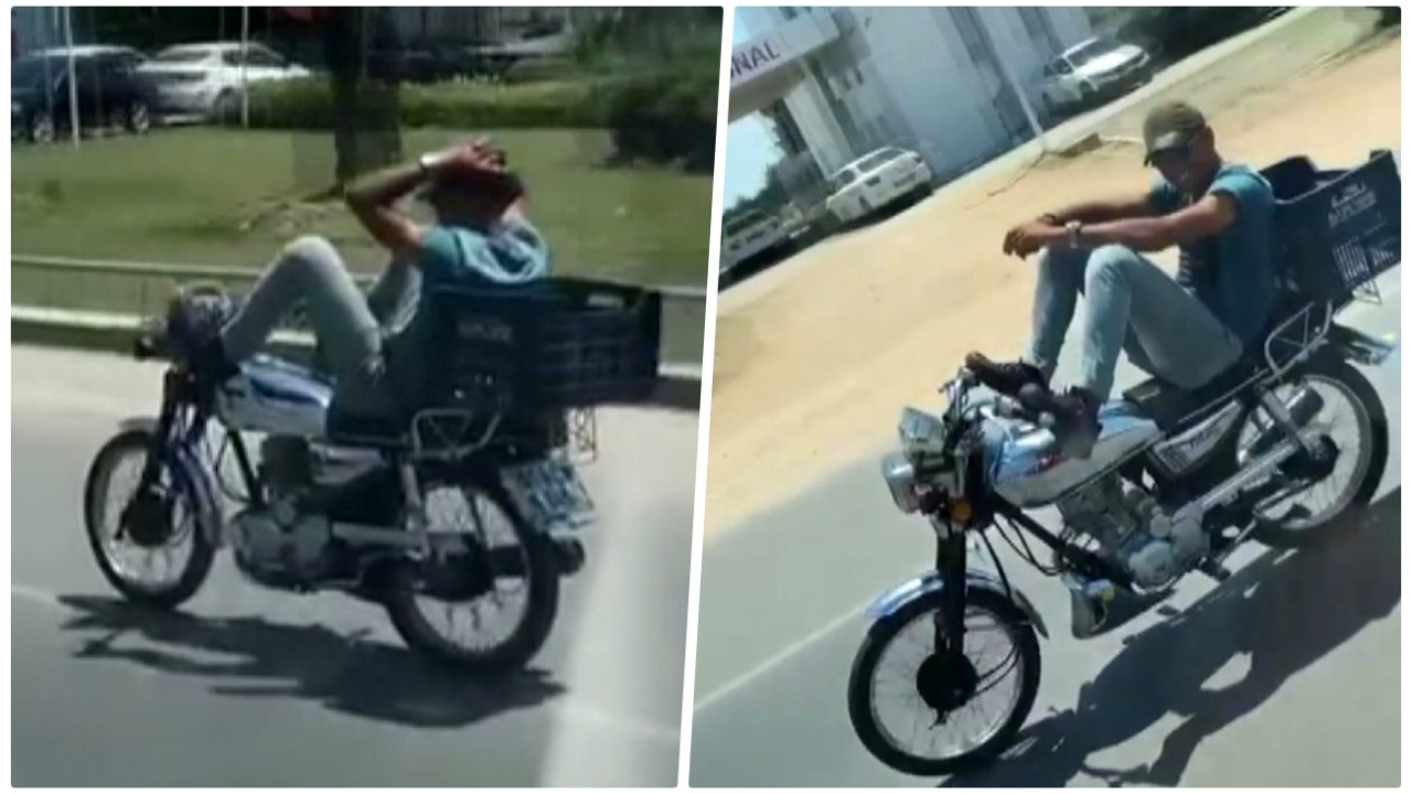 Adana'da şaşkına çeviren görüntü: Motosikleti ayaklarıyla kullandı