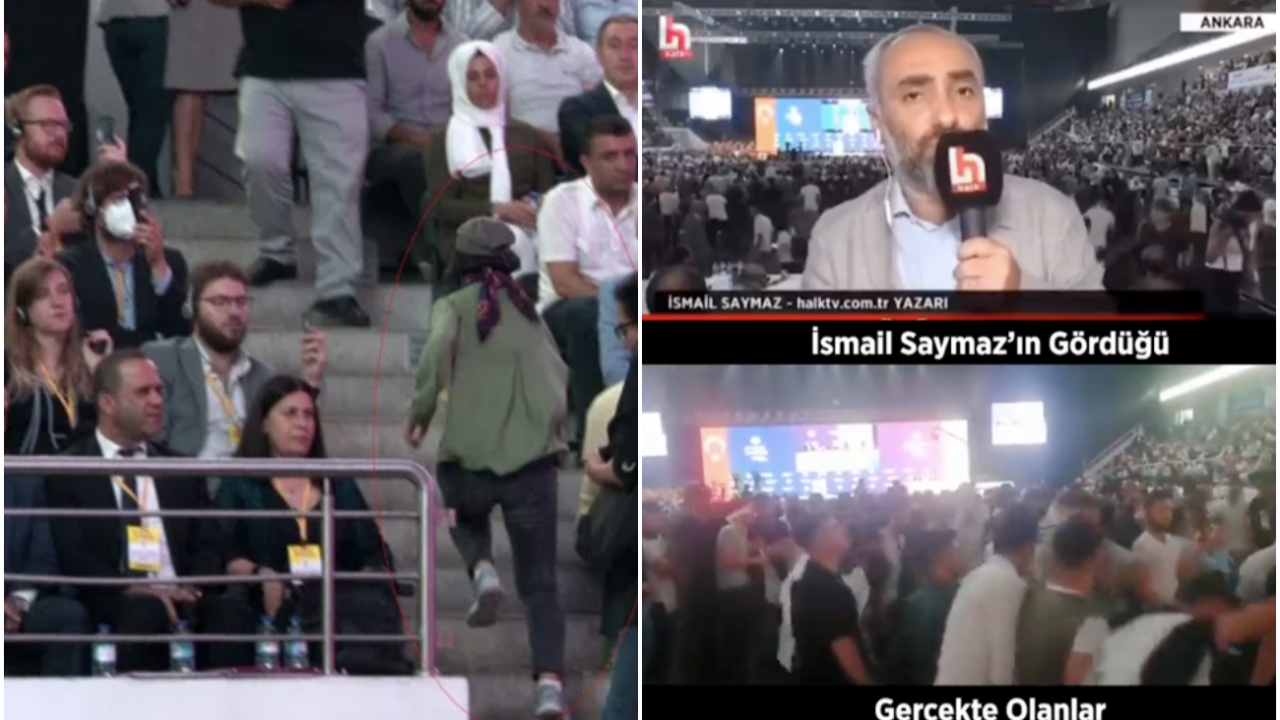 İşte tarafsız habercilik: İsmail Saymaz, HDP'nin skandal kongresinde Öcalan sloganlarını görmezden geldi