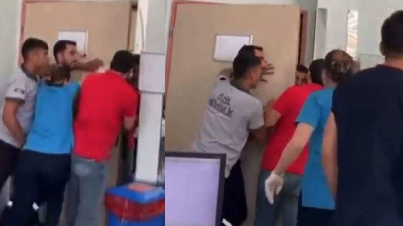 Sağlık çalışanları, şiddetten kapıya yaslanarak kurtulmaya çalıştı: O anlar kamerada