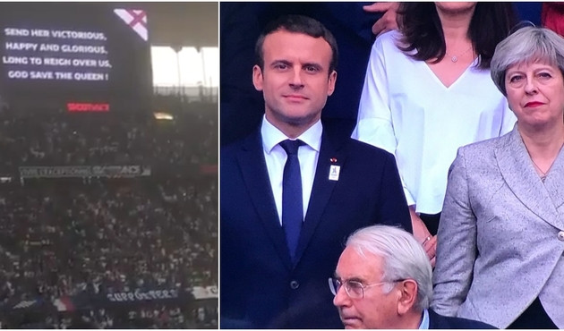 Fransa Cumhurbaşkanı Macron, İngiltere milli marşını işte böyle söyledi... VİDEO