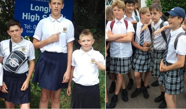 İsyan bayrağını açtılar!!! Erkek çocukları okula giderken etek giymeye başladı...