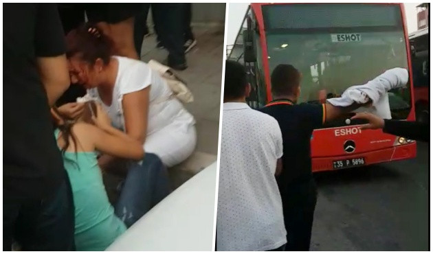 İzmir'de büyük öfke! İlk gelen otobüse saldırdılar! / VİDEO