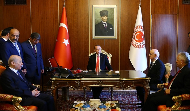 Cumhurbaşkanı Erdoğan, Yıldırım, Kahraman ve Bahçeli ile bir araya geldi...