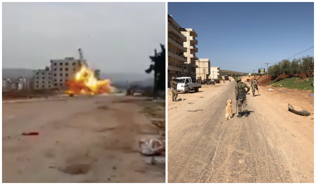 Afrin'de teröristlerin patlayıcılarla tuzakladığı araç imha edildi! / VİDEO