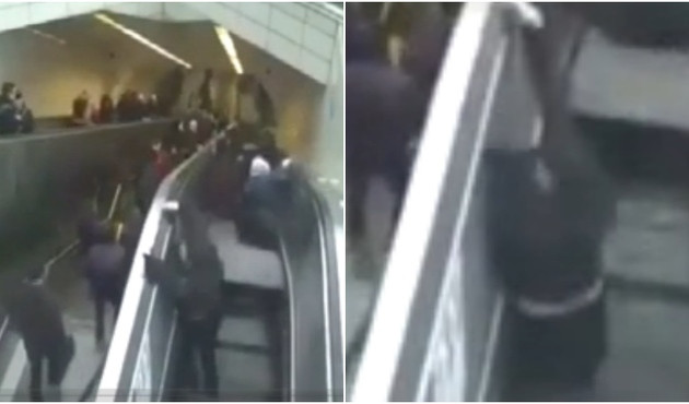 Maslak'ta yürüyen merdiven adamı yuttu! / VİDEO