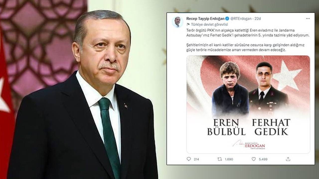 Cumhurbaşkanı Erdoğan, Eren Bülbül ve Ferhat Gedik'i andı