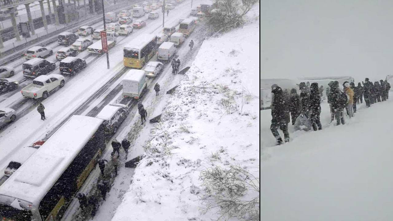 İstanbul'da çok sayıda yol ulaşıma kapandı Hadımköy'de işçiler mahsur kaldı