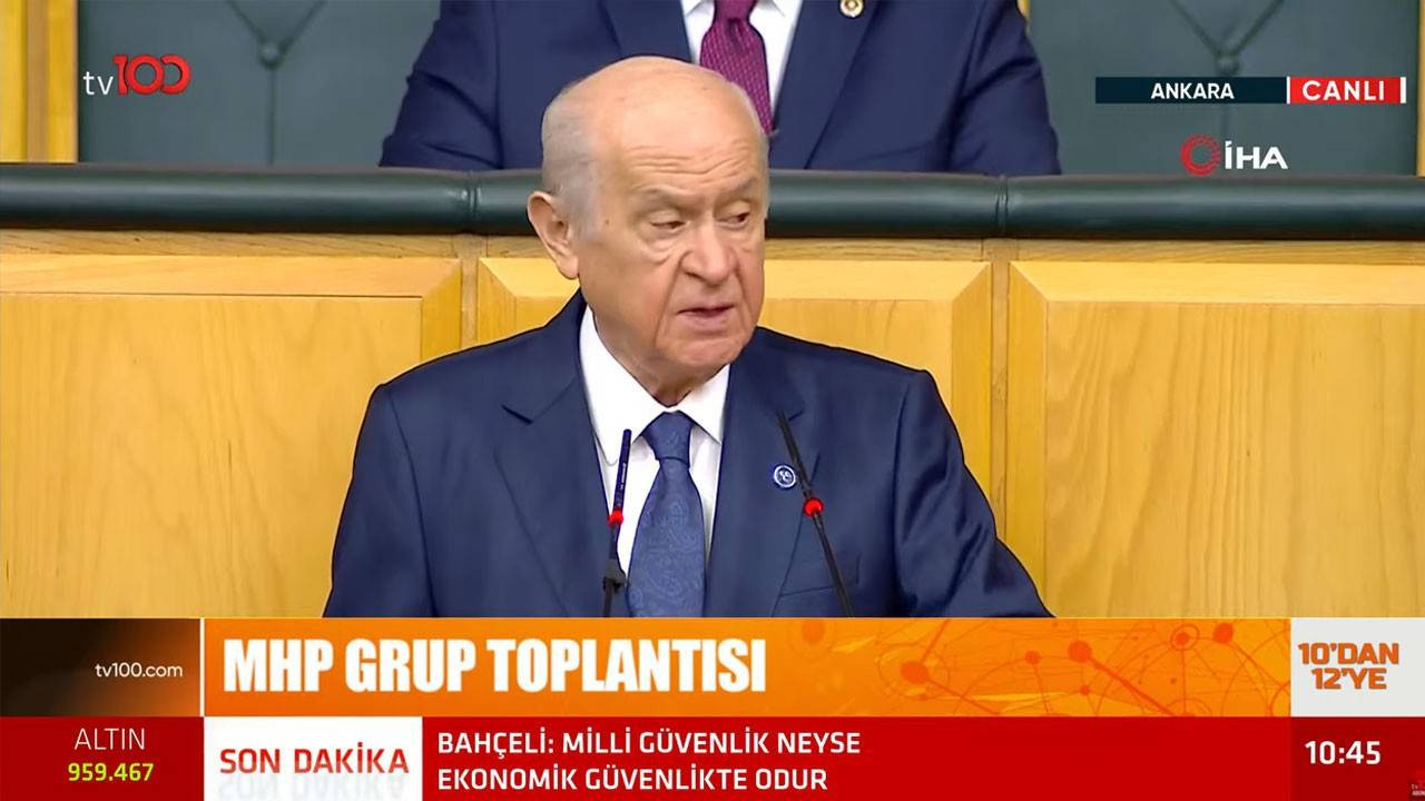 MHP Genel Başkanı Devlet Bahçeli, partisinin grup toplantısında açıklamalarda bulunuyor