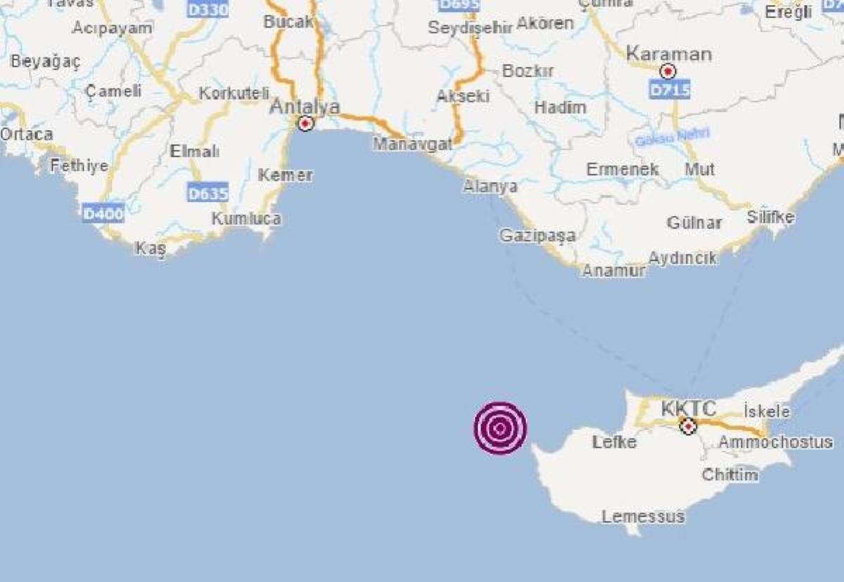 ?Akdeniz'de 4.3 büyüklüğünde deprem